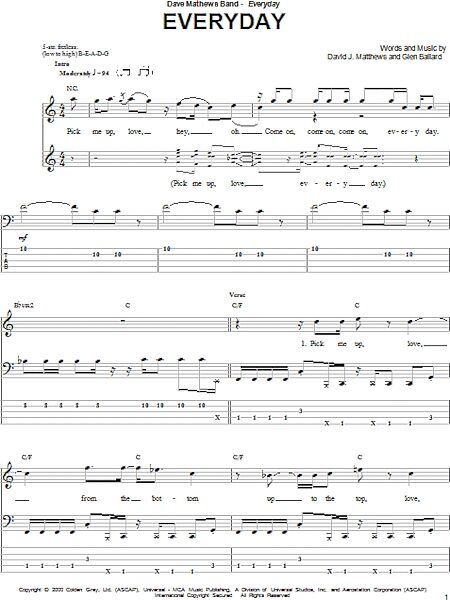 open zoom image for Everyday - Bass Tab, New, Main