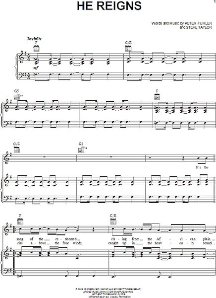 open zoom image for He Reigns - Piano/Vocal/Guitar, New, Main