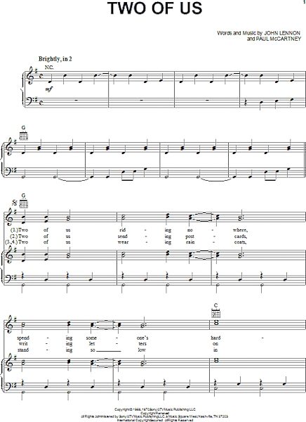 open zoom image for Two Of Us - Piano/Vocal/Guitar, New, Main