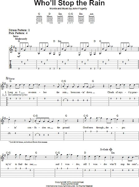 open zoom image for Who'll Stop The Rain - Easy Guitar with TAB, New, Main