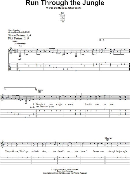 open zoom image for Run Through The Jungle - Easy Guitar with TAB, New, Main
