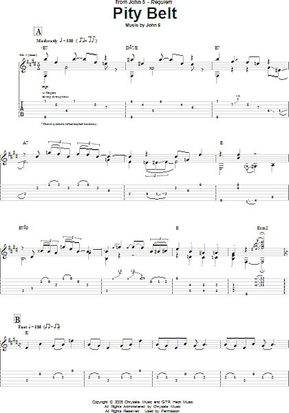 open zoom image for Pity Belt - Guitar TAB, New, Main