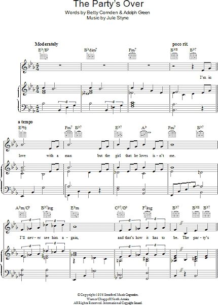 open zoom image for The Party's Over - Piano/Vocal/Guitar, New, Main