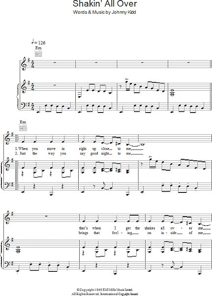 open zoom image for Shakin' All Over - Piano/Vocal/Guitar, New, Main