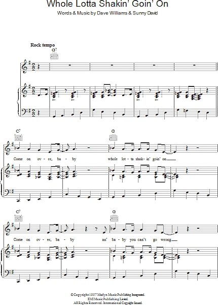 open zoom image for Whole Lotta Shakin' Goin' On - Piano/Vocal/Guitar, New, Main