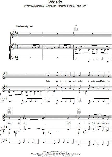 open zoom image for Words - Piano/Vocal/Guitar, New, Main