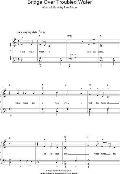 open zoom image for Bridge Over Troubled Water - Easy Piano, New, Main