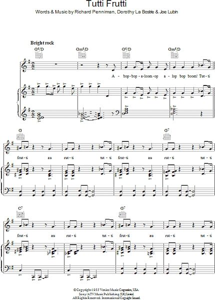 open zoom image for Tutti Frutti - Piano/Vocal/Guitar, New, Main