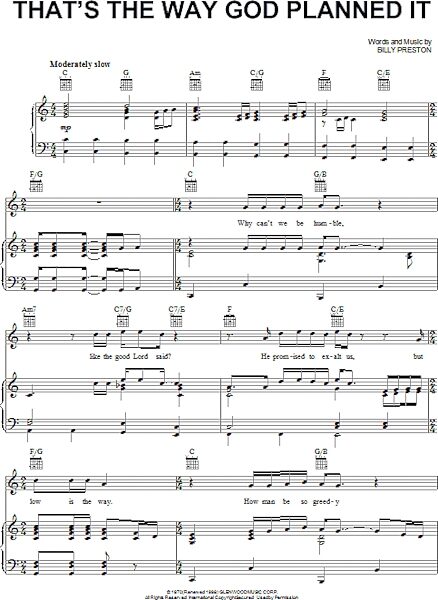 open zoom image for That's The Way God Planned It - Piano/Vocal/Guitar, New, Main
