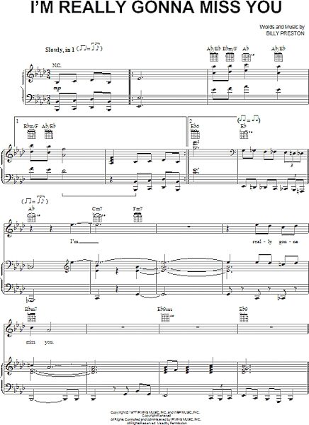 open zoom image for I'm Really Gonna Miss You - Piano/Vocal/Guitar, New, Main