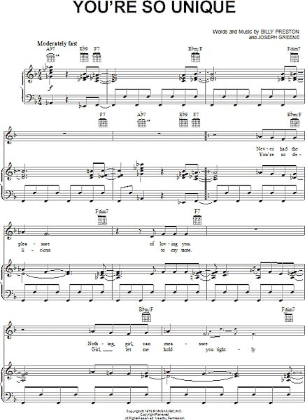 open zoom image for You're So Unique - Piano/Vocal/Guitar, New, Main