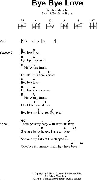 open zoom image for Bye Bye Love - Piano/Vocal/Guitar, New, Main