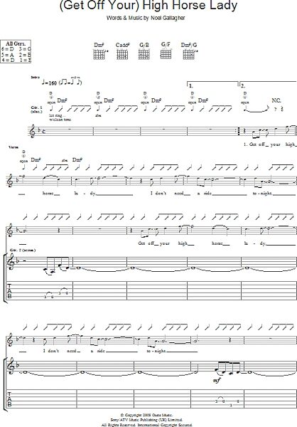 open zoom image for (Get Off Your) High Horse Lady - Guitar TAB, New, Main