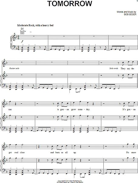 open zoom image for Tomorrow - Piano/Vocal/Guitar, New, Main