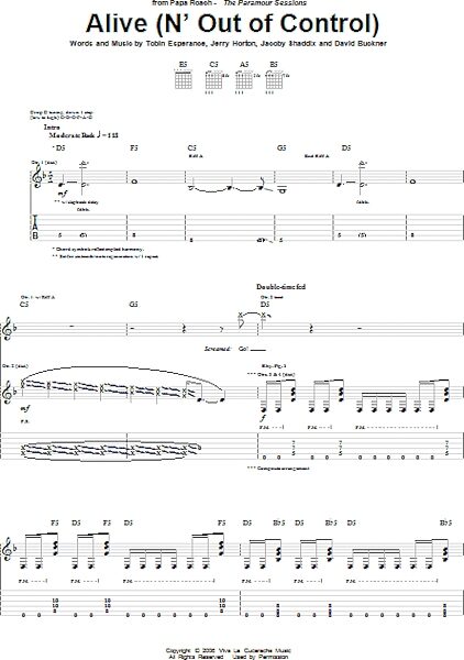 open zoom image for Alive (N' Out Of Control) - Guitar TAB, New, Main