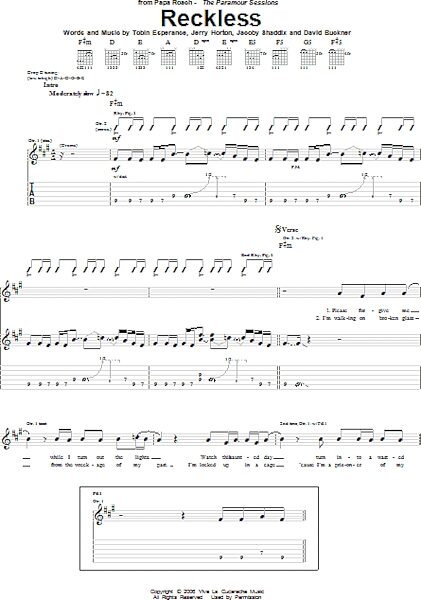 open zoom image for Reckless - Guitar TAB, New, Main