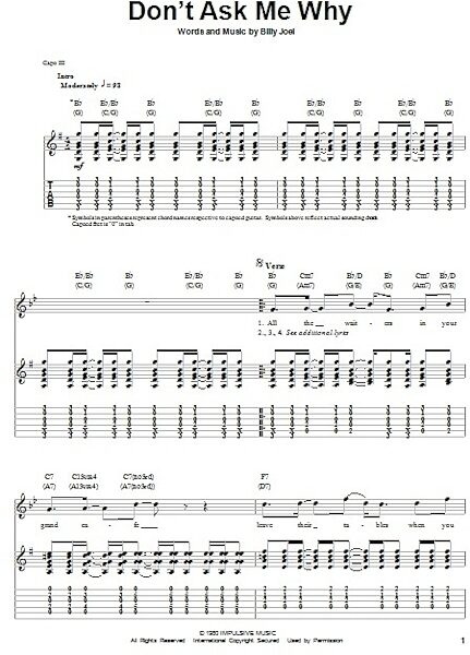 open zoom image for Don't Ask Me Why - Guitar Tab Play-Along, New, Main