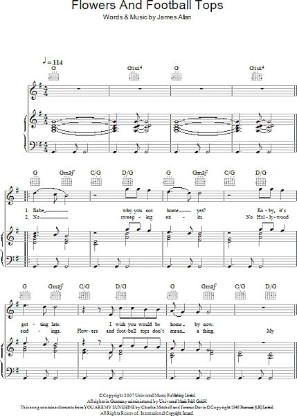 open zoom image for Flowers And Football Tops - Piano/Vocal/Guitar, New, Main