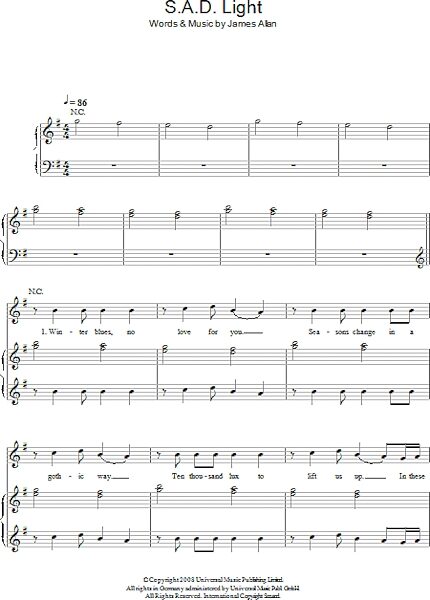 open zoom image for SAD Light - Piano/Vocal/Guitar, New, Main