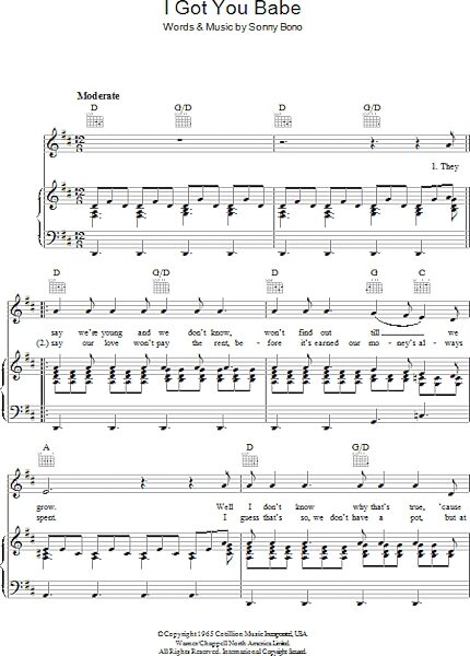 open zoom image for I Got You Babe - Piano/Vocal/Guitar, New, Main
