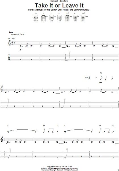 open zoom image for Take It Or Leave It - Guitar TAB, New, Main