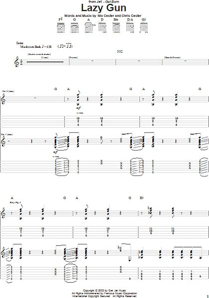 open zoom image for Lazy Gun - Guitar TAB, New, Main