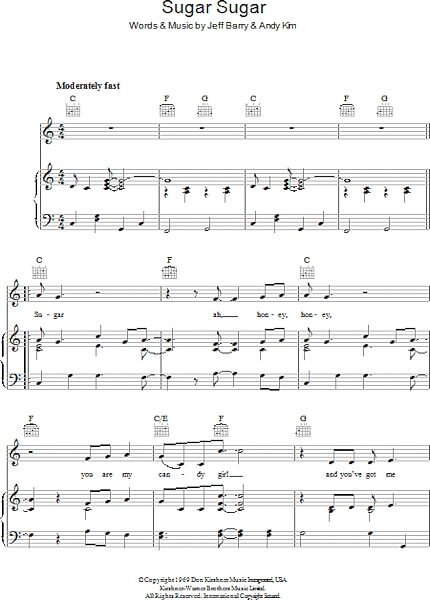 open zoom image for Sugar, Sugar - Piano/Vocal/Guitar, New, Main