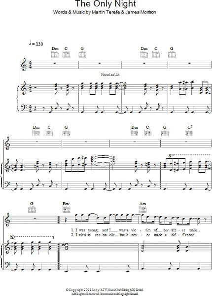 open zoom image for The Only Night - Piano/Vocal/Guitar, New, Main