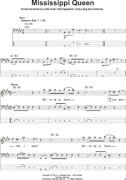 open zoom image for Mississippi Queen - Bass Tab, New, Main