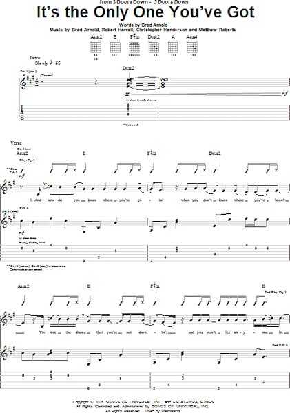 open zoom image for It's The Only One You've Got - Guitar TAB, New, Main