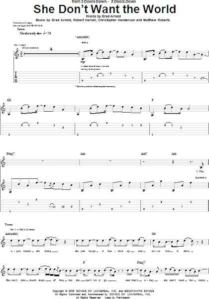 open zoom image for She Don't Want The World - Guitar TAB, New, Main