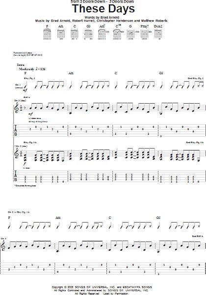 open zoom image for These Days - Guitar TAB, New, Main