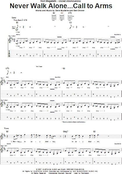 open zoom image for Never Walk Alone...Call To Arms - Guitar TAB, New, Main