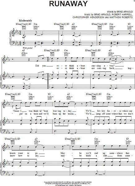 open zoom image for Runaway - Piano/Vocal/Guitar, New, Main