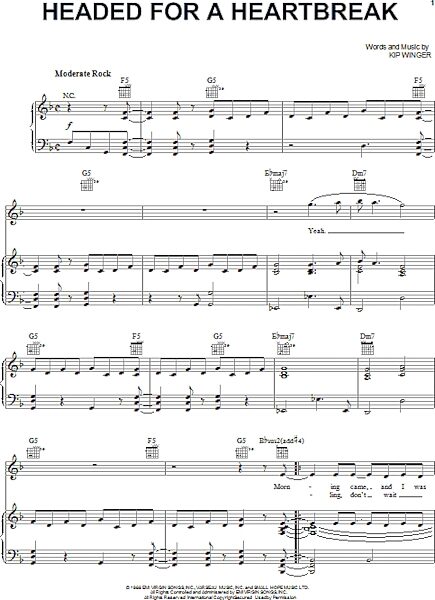 open zoom image for Headed For A Heartbreak - Piano/Vocal/Guitar, New, Main