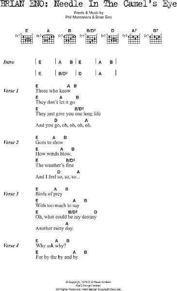open zoom image for Needle In The Camel's Eye - Guitar Chords/Lyrics, New, Main