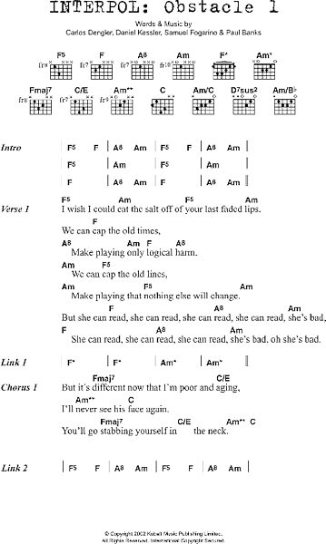 open zoom image for Obstacle 1 - Guitar Chords/Lyrics, New, Main