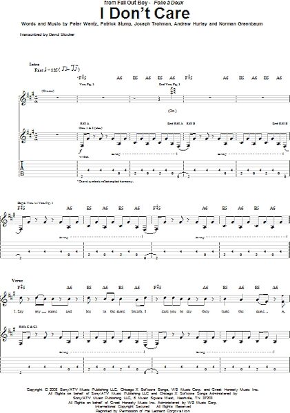 open zoom image for I Don't Care - Guitar TAB, New, Main