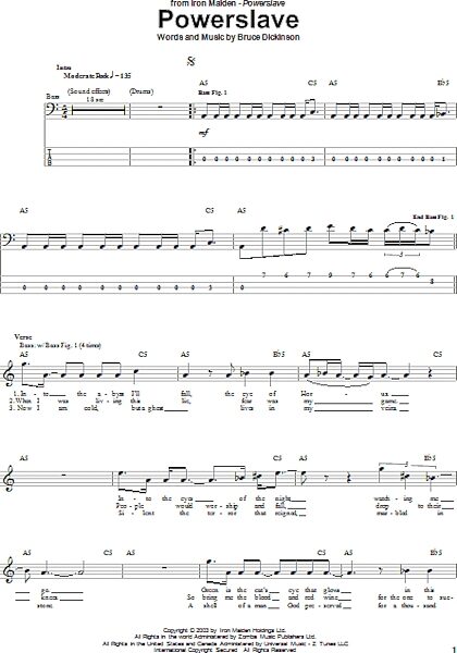 open zoom image for Powerslave - Bass Tab, New, Main
