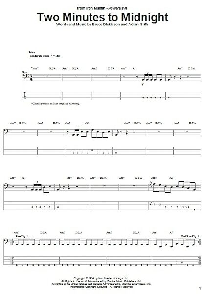 open zoom image for Two Minutes To Midnight - Bass Tab, New, Main