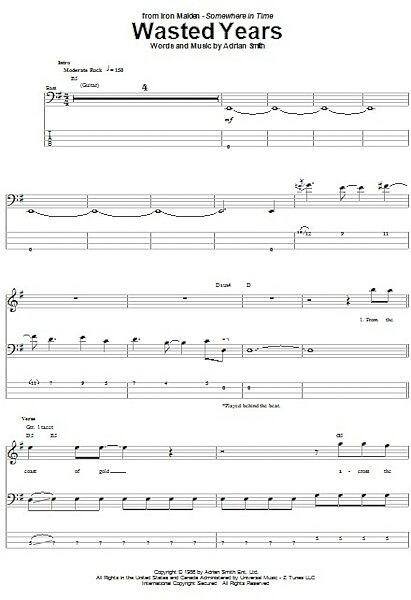 open zoom image for Wasted Years - Bass Tab, New, Main