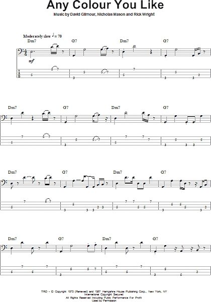 open zoom image for Any Colour You Like - Bass Tab, New, Main