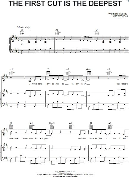 open zoom image for The First Cut Is The Deepest - Piano/Vocal/Guitar, New, Main