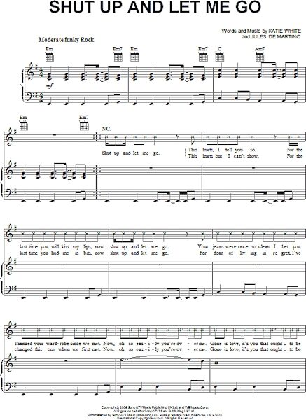 open zoom image for Shut Up And Let Me Go - Piano/Vocal/Guitar, New, Main
