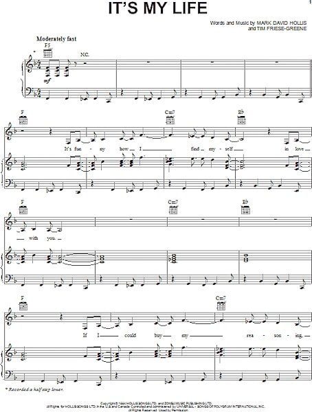 open zoom image for It's My Life - Piano/Vocal/Guitar, New, Main
