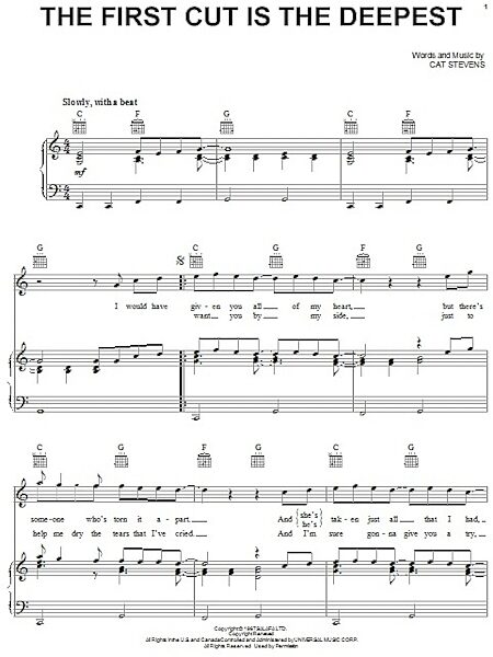 open zoom image for The First Cut Is The Deepest - Piano/Vocal/Guitar, New, Main