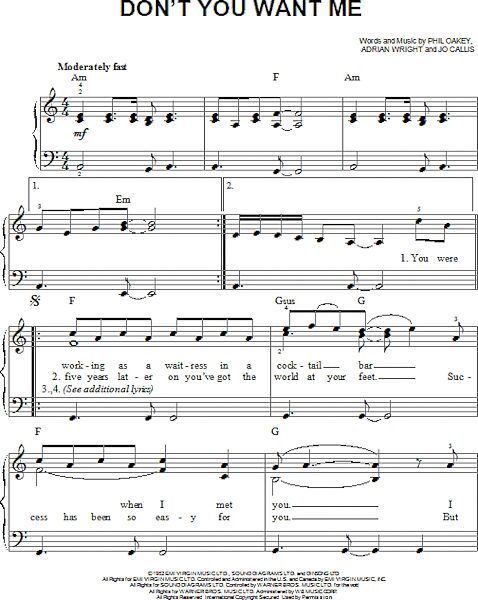 open zoom image for Don't You Want Me - Easy Piano, New, Main