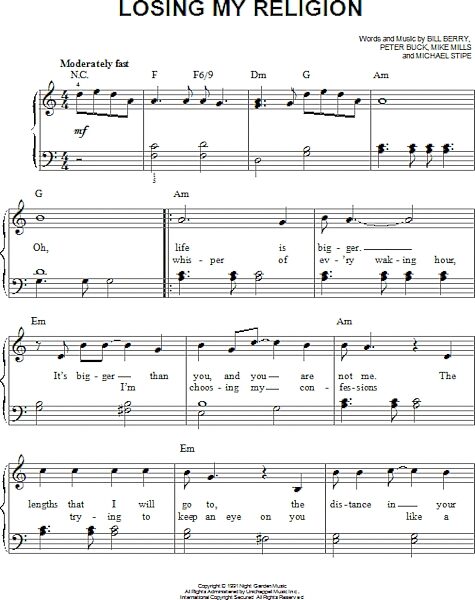 open zoom image for Losing My Religion - Easy Piano, New, Main
