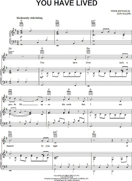 open zoom image for You Have Lived - Piano/Vocal/Guitar, New, Main