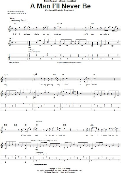 open zoom image for A Man I'll Never Be - Guitar TAB, New, Main
